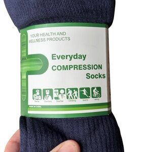 Everyday Compression Socks 3 Pairs Bamboo Co. 10-13 Navy Knee High NEW